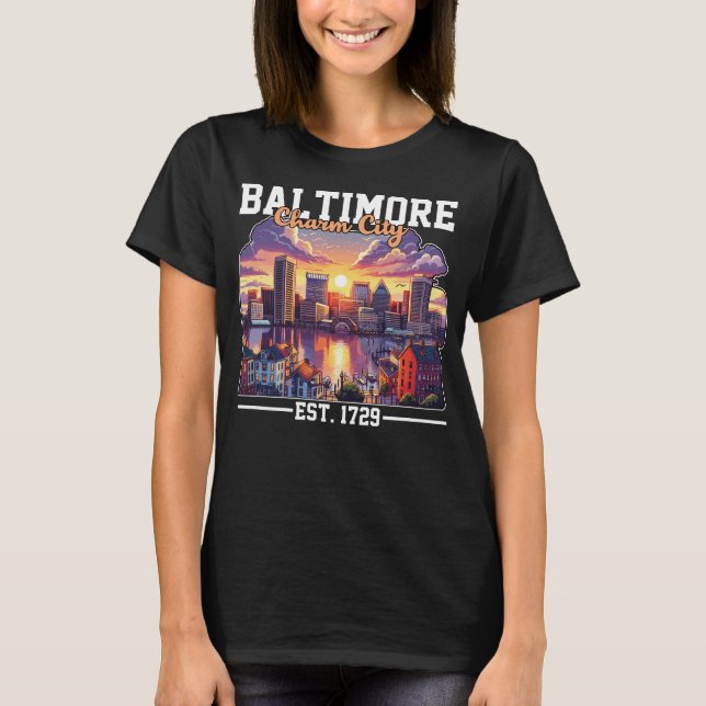Camiseta Beltimore Charm City Cityscape (Anverso)