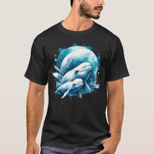 Camiseta Beluga de Acuarela Mamá y Bebé Ballena Blanca