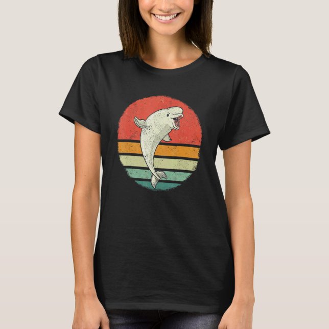 Camiseta Beluga Whale Ocean Belugas Retro Sunset (Anverso)