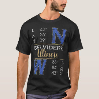 Camiseta Belvidere Illinois Latitude y longitud