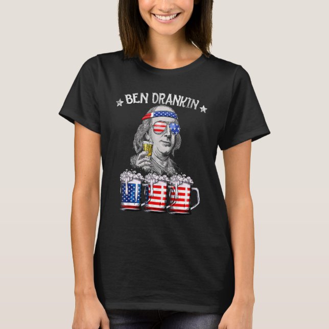 Camiseta Ben Drankin 4 De Julio Benjamin Franklin Beer Ame (Anverso)
