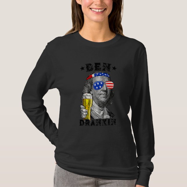Camiseta Ben Drankin 4 De Julio Benjamin Franklin Drink B (Anverso)