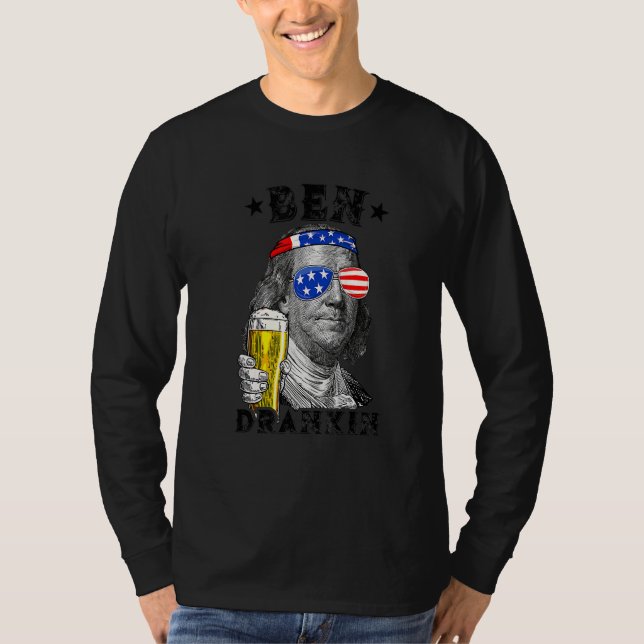 Camiseta Ben Drankin 4 De Julio Benjamin Franklin Drink B (Anverso)