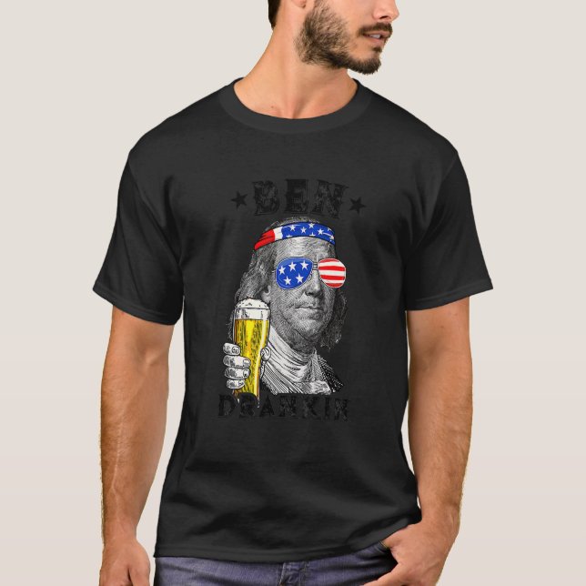 Camiseta Ben Drankin 4 De Julio Benjamin Franklin Drink B (Anverso)