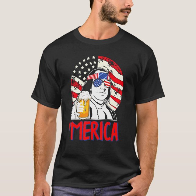 Camiseta Ben Drankin 4 De Julio Benjamin Franklin Mujeres (Anverso)