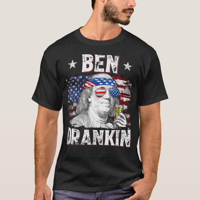 Camiseta Ben Drankin 4 De Julio Hombres Bandera De Eeuu Beb (Anverso)