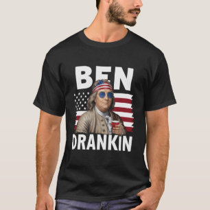Camiseta Ben Drankin Beer 4 de Julio Bandera Vintage Divert