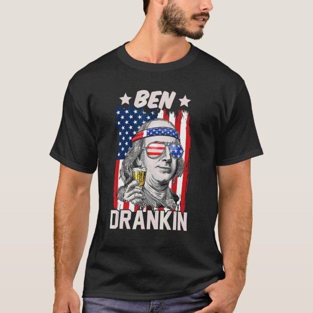 Camiseta Ben Drankin Beer 4 De Julio Patriota De La Bandera (Anverso)