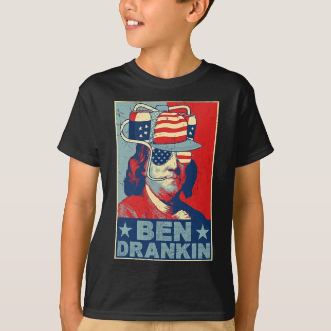 Camiseta Ben Drankin Beer 4 De Julio Retro Beer Lover Drin (Anverso)