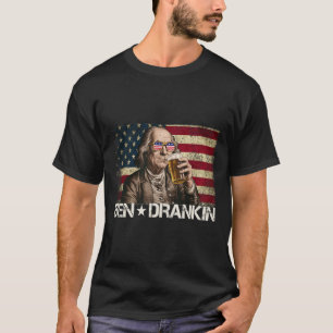 Camiseta Ben Drankin Cerveza Divertida 4 De Julio Retro Ban
