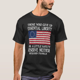 Camiseta Ben Franklin, los que renuncian a la libertad esen