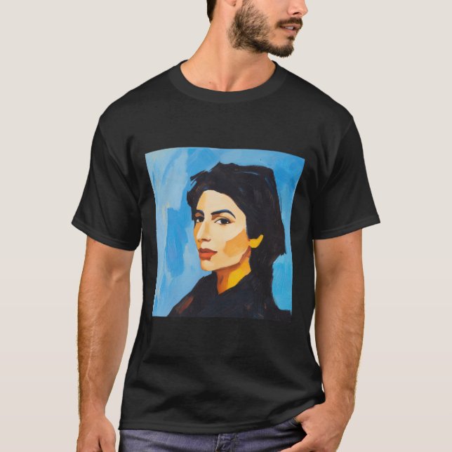 Camiseta Benazir Bhutto estilo de pintura post-impresionist (Anverso)