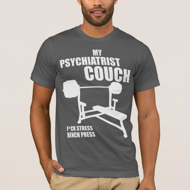 Camiseta Bench Press - Mi sofá psiquiátrico - Construcción  (Anverso)