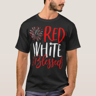 Camiseta bendecida blanca roja 4 de julio, rico pa