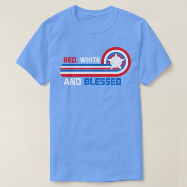 Camiseta Bendecido blanco rojo el 4 de julio (Diseño del anverso)
