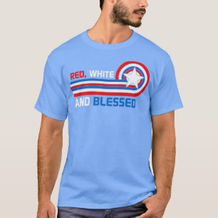 Camiseta Bendecido blanco rojo el 4 de julio
