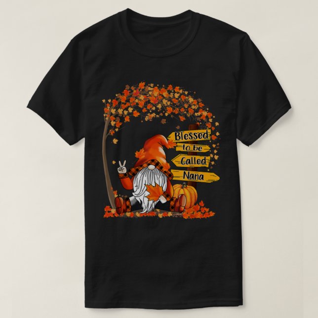 Camiseta Bendecido De Ser Llamado Nana Gnome Caída Otoño Gr (Diseño del anverso)
