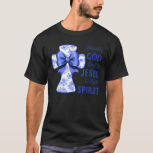 Camiseta Bendecido por Dios Amado por Jesús Blue Toile Cros