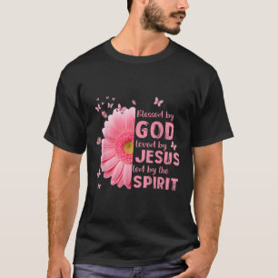 Camiseta Bendecido Por Dios Amado Por Jesús Flor Cro Cristi