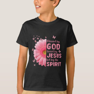 Camiseta Bendecido Por Dios Amado Por Jesús Flor Cro Cristi