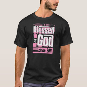 Camiseta Bendecido Por Dios Desde 2011 Nacimiento Temático
