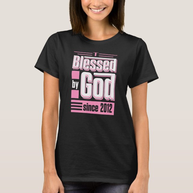 Camiseta Bendecido Por Dios Desde 2012 Nacimiento Temático  (Anverso)
