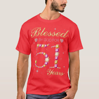 Camiseta Bendecido por Dios durante 51 años, parte de cumpl