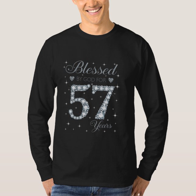Camiseta Bendecido por Dios durante 57 años regalo de cumpl (Anverso)