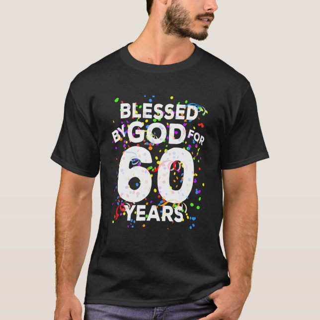 Camiseta Bendecido Por Dios Durante 60 Años Feliz Cumpleaño (Anverso)
