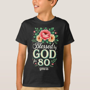 Camiseta Bendecido Por Dios Durante 80 Años Religioso 80 Cu