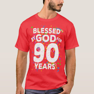 Camiseta Bendecido por Dios durante 90 años Feliz cumpleaño