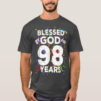 Camiseta Bendecido por Dios durante 98 añosFeliz cumpleaños