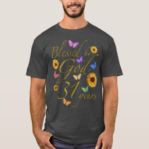 Camiseta Bendecido por Dios por 31 años Mariposa Girasol 31