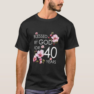 Camiseta Bendecido por Dios por 40 años de edad cerezo Blos