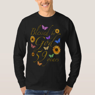 Camiseta Bendecido Por Dios Por 59 Años Mariposa Girasol 59