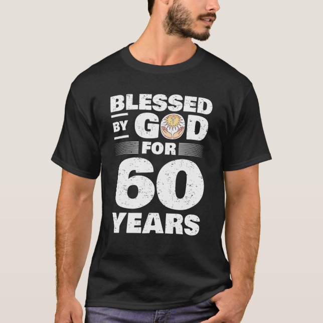Camiseta Bendecido Por Dios Por 60 Años - 60 Años (Anverso)