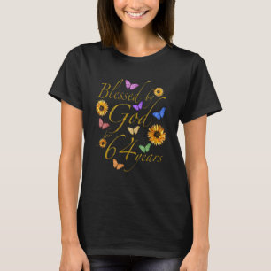 Camiseta Bendecido Por Dios Por 64 Años Mariposa Girasol 64