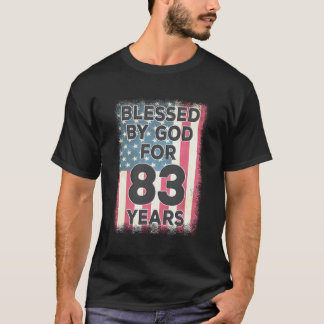 Camiseta Bendecido Por Dios Por 83 Años Bandera Estadounide