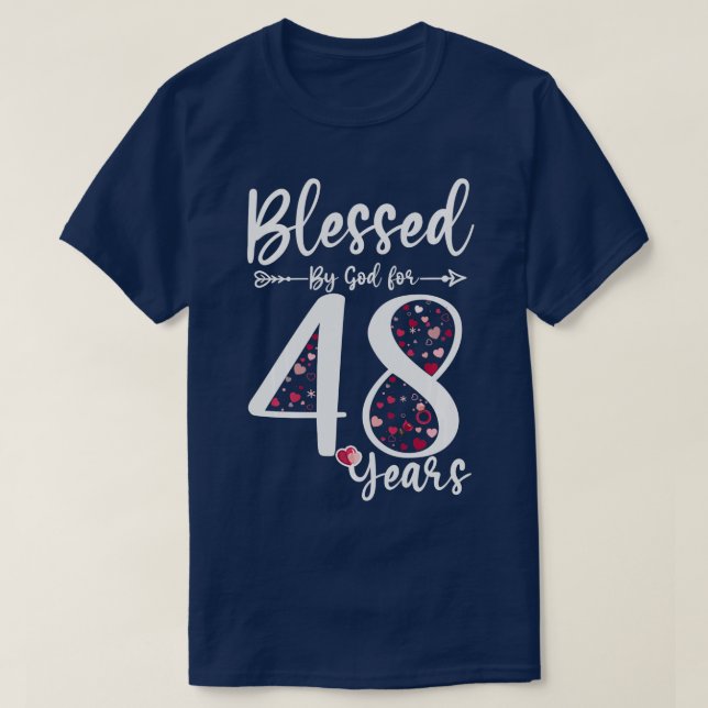 Camiseta Bendecido por Dios por el regalo de cumpleaños 48  (Diseño del anverso)