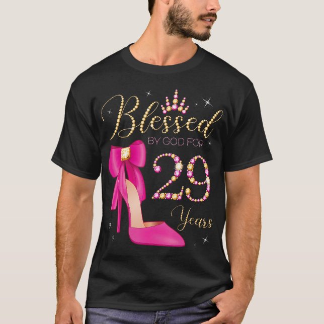 Camiseta Bendecido Por Dios Por Los 29 Años 29 Años (Anverso)