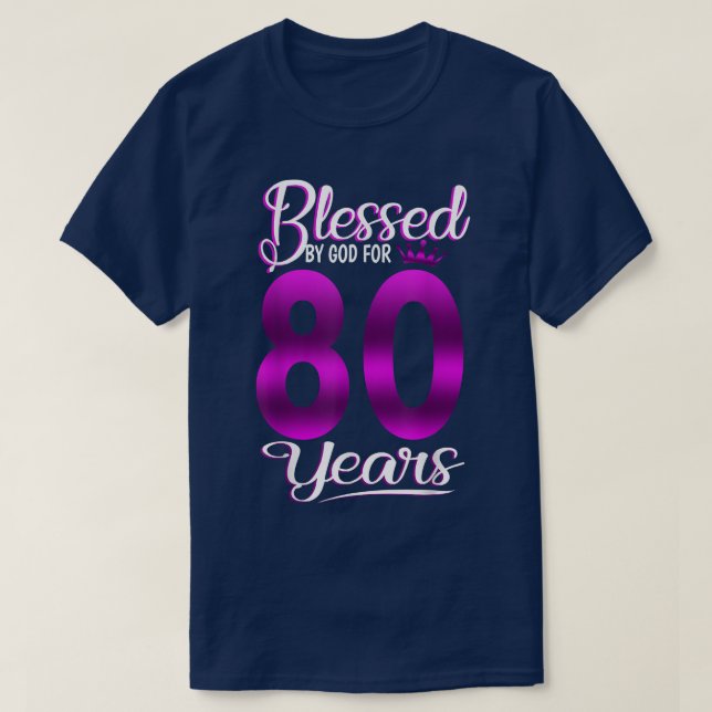 Camiseta Bendecido por Dios por regalo de cumpleaños número (Diseño del anverso)