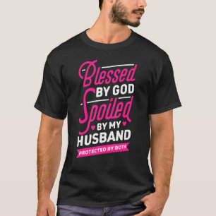 Camiseta Bendecido Por Dios Que Mi Esposo Está Protegido Po