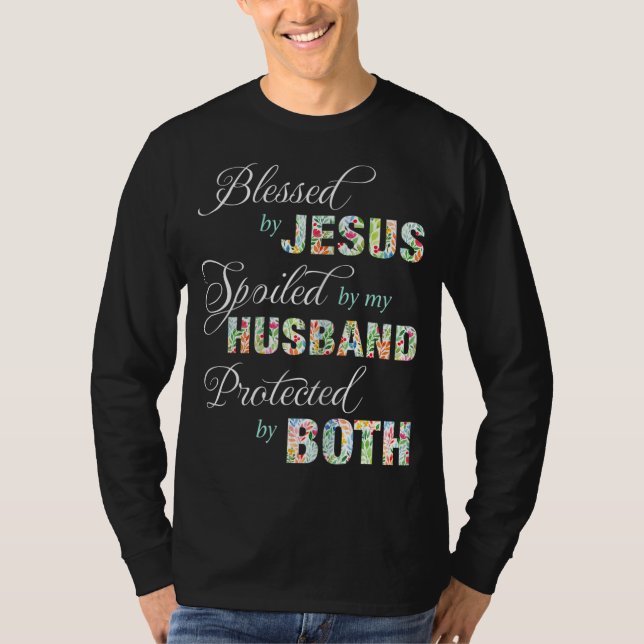 Camiseta Bendecido Por Jesús Que Mi Esposo Protegido B (Anverso)