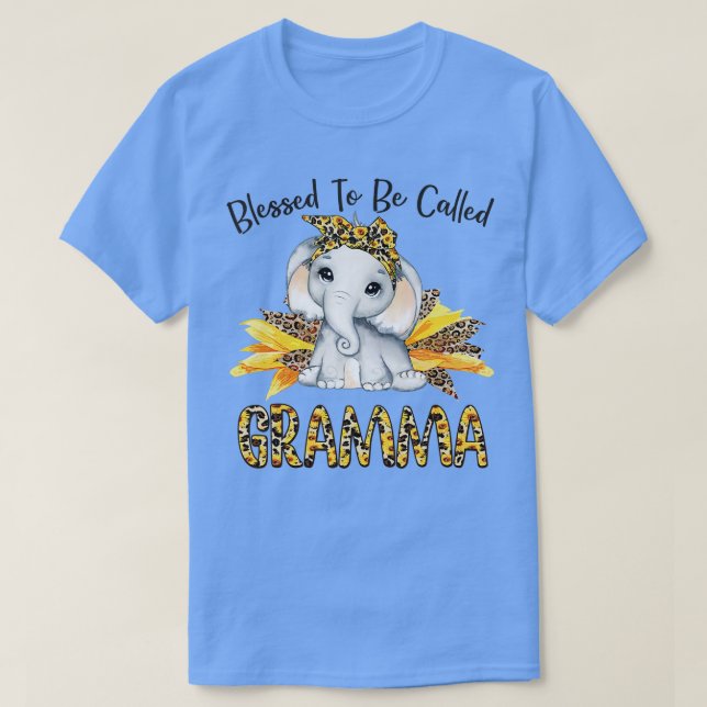 Camiseta Bendecido Por Ser Llamado Gramma Sunflower Elephan (Diseño del anverso)