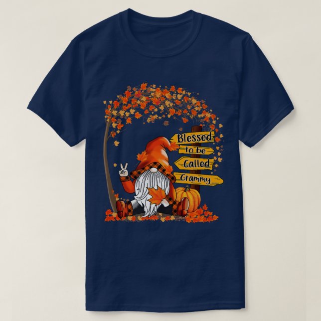 Camiseta Bendecido Por Ser Llamado Grammy Gnome Cae En Otoñ (Diseño del anverso)