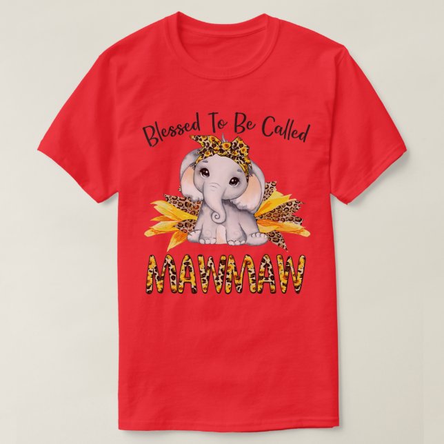 Camiseta Bendecido Por Ser Llamado Mawmaw Sunflower Elephan (Diseño del anverso)