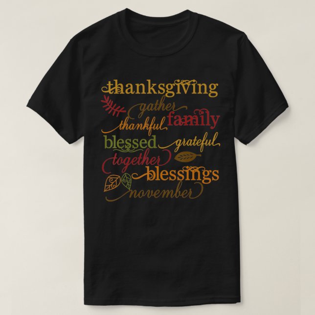 Camiseta Bendiciones agradecidas Familia de Acción de Graci (Diseño del anverso)