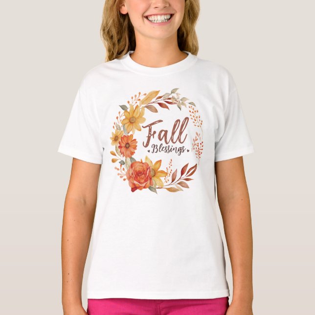 Camiseta Bendiciones de caída floral (Anverso)