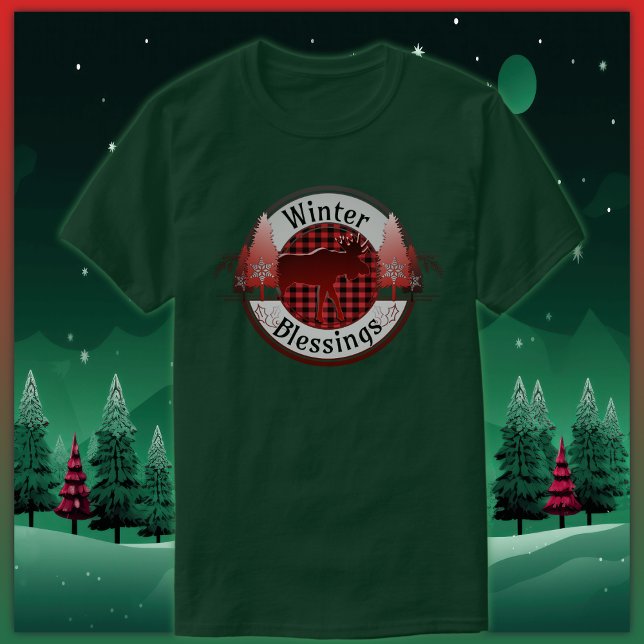 Camiseta Bendiciones de invierno, placa de alce (Subido por el creador)