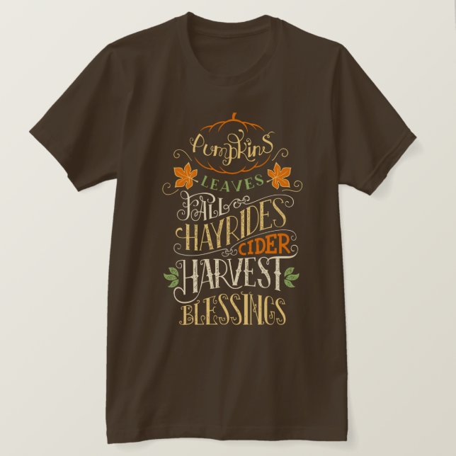 Camiseta Bendiciones de otoño y cosecha (Anverso del diseño)